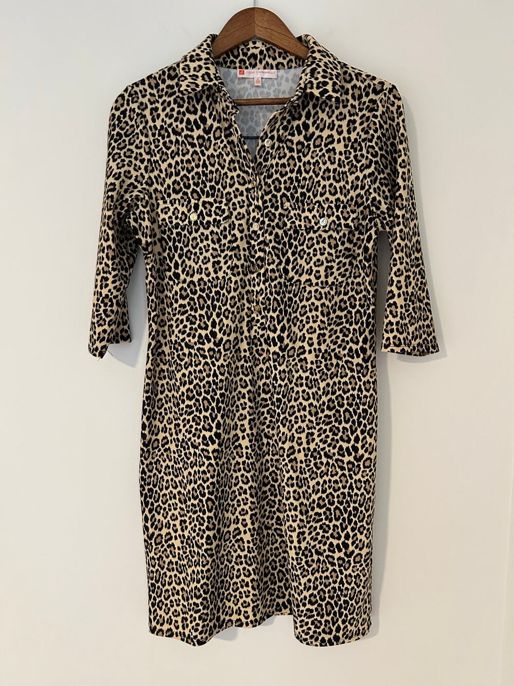 Jude Connally Sloane Dress Lightweight Jude Jersey Cloth Collared Animal Print M